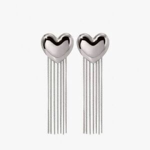 Silver Heart Dangle Earrings N1405